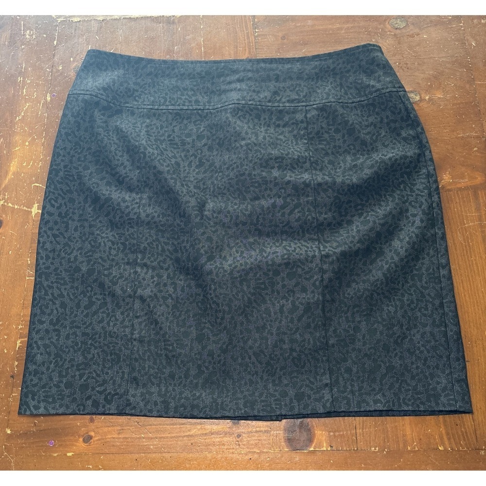 Cato Dark Denim Leopard Print Skirt Size 16